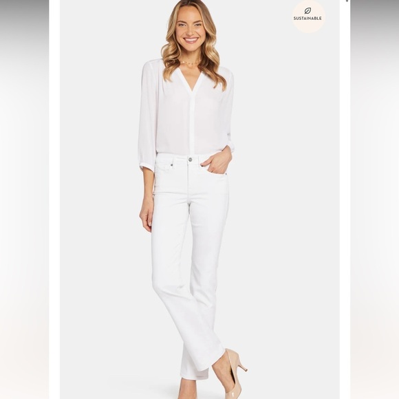 NYDJ Denim - NYDJ Marilyn Straight denim jean pants white size 10 stretchy